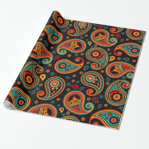 Papier Cadeau Paisley coloré élégant