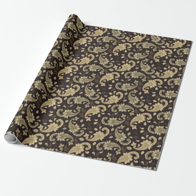 Papier Cadeau Paisley De Luxe En Brown (Déroulé)