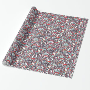 Papier Cadeau Paisley Floral Doodle Pattern