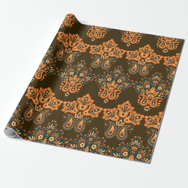 Papier Cadeau Paisley floral motif sans soudure. Illustration vi (Déroulé)