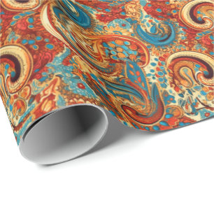 Papier Cadeau Paisley Golden Flower Abstrait Motif 10