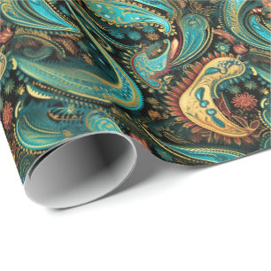 Papier Cadeau Paisley Golden Flower Abstrait Motif 9