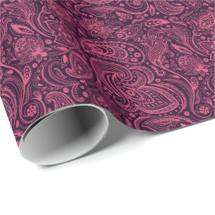 Papier Cadeau Paisley rose Floral sur Arrière - plan pourpre
