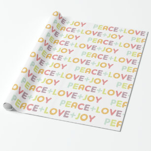 PAPIER CADEAU PAIX AIMER JOIE TYPOGRAPHIE VACANCES FESTIVE