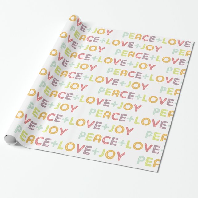 PAPIER CADEAU PAIX AIMER JOIE TYPOGRAPHIE VACANCES FESTIVE (Déroulé)