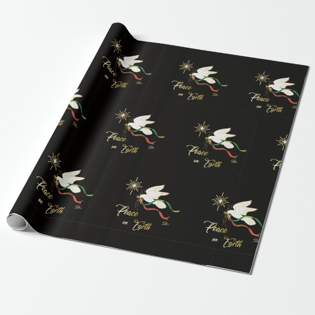 Papier Cadeau Paix de propagation de colombe de blanc sur terre (Déroulé)