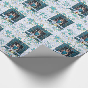 Papier Cadeau Paix et joie dans le bleu avec votre photo