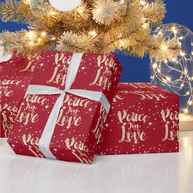 Papier Cadeau Paix Joie Amour avec étoiles (Vacances)