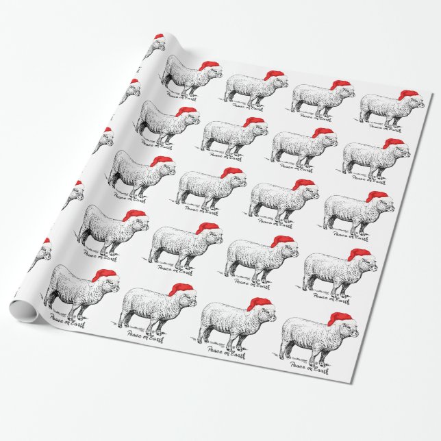 Papier Cadeau Paix sur des moutons de la terre (Déroulé)