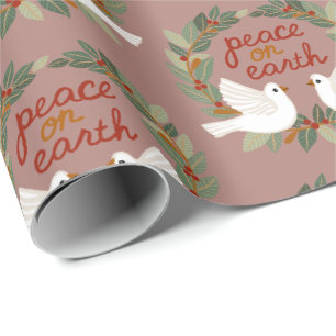 Papier Cadeau Paix sur Terre Dotes Noël Fêtes de Noël PERSONNALI