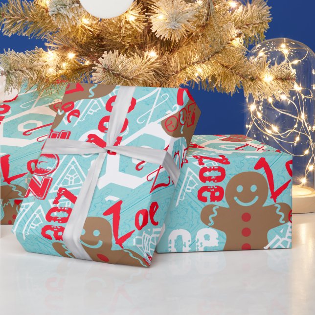 Papier Cadeau Pale Ice Blue pain d'épices personnalisées envelop (Vacances)