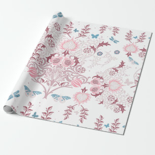 Papier Cadeau Palette rose William Morris Design