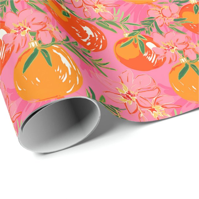 Papier Cadeau Palm Beach Aquarelle de Noël Ornements (Coin rond)