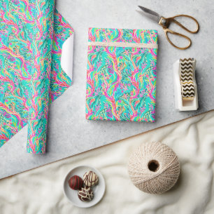 Papier Cadeau Palm Beach Corail sous-marin tropical