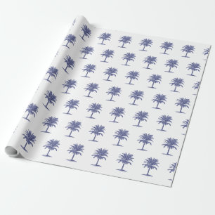 Papier Cadeau Palmier bleu Toile