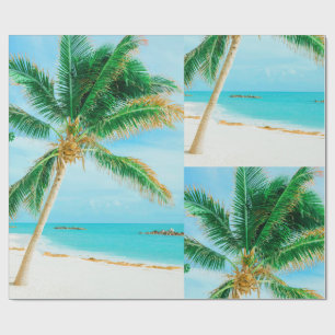 Papier Cadeau Palmier tropical de plage des Caraïbes