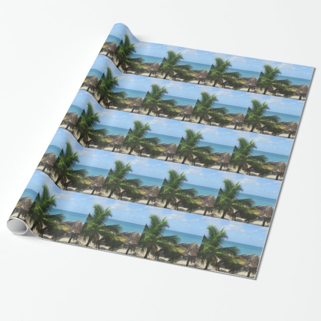 Papier Cadeau Palmiers à la plage (Déroulé)