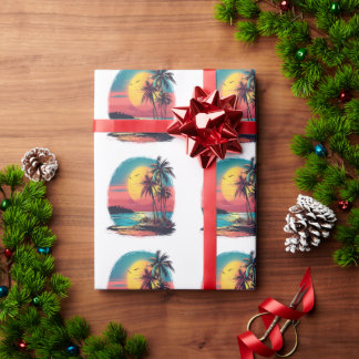 Papier Cadeau Palmiers et plage