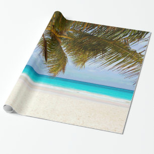 Papier Cadeau Palmiers sur la plage Mer Bleue & Ciel