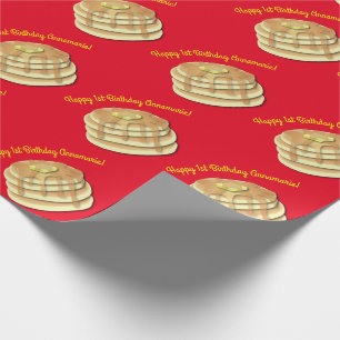 Papier Cadeau Pancake Anniversaire Fête Flapjack Cute Enfants