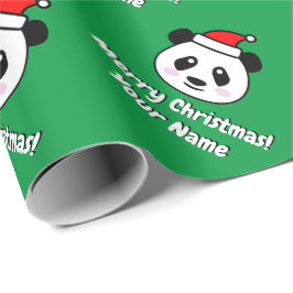 Papier Cadeau Panda du Père Noël mignon ours Noël personnalisé