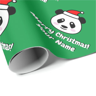 Papier Cadeau Panda du Père Noël mignon ours Noël personnalisé