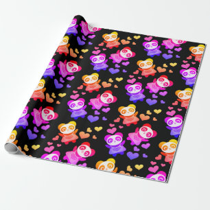 Papier Cadeau Panda Love Cosmic Space Rainbow Heart