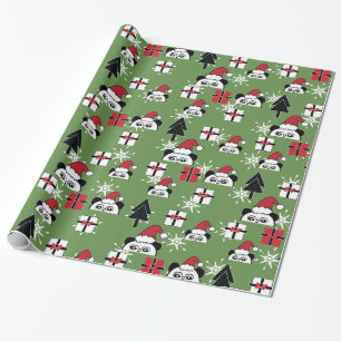 Papier Cadeau Pandas de Noël mignons avec des cadeaux