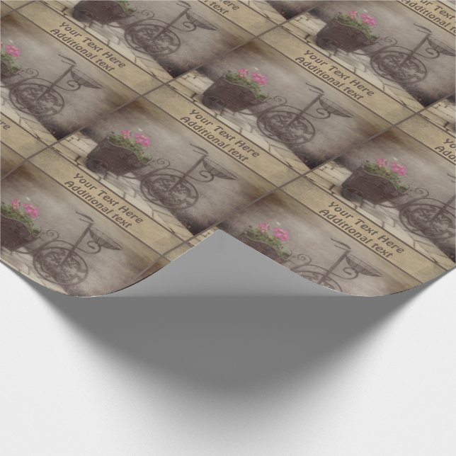 Papier Cadeau Panier à fleurs de bicyclette antique Personnalisé (Coin)