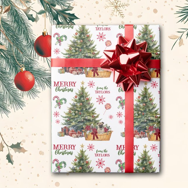 Papier Cadeau Panier de carlin sous l'arbre (Créateur téléchargé)