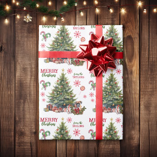 Papier Cadeau Panier de chien en boîte sous l'arbre de l'Holiday