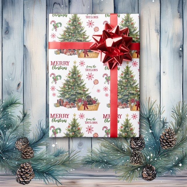 Papier Cadeau Panier de chiot Rottweiler sous l'arbre (Créateur téléchargé)