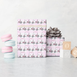 Papier Cadeau Panier de golf rose Femme Golfeuse