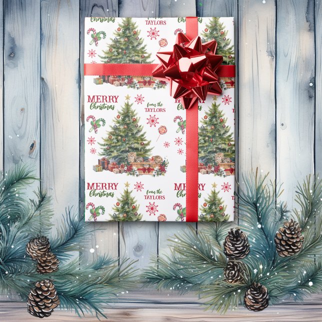 Papier Cadeau Panier de Noël en chaton sous l'arbre (Créateur téléchargé)