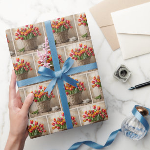 Papier Cadeau Panier de tulipe