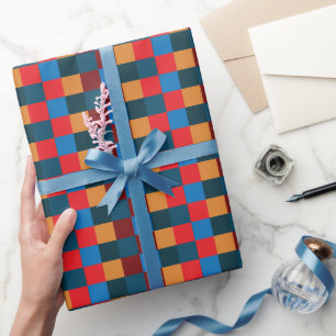 Papier Cadeau Panneau de À damiers couleur moderne
