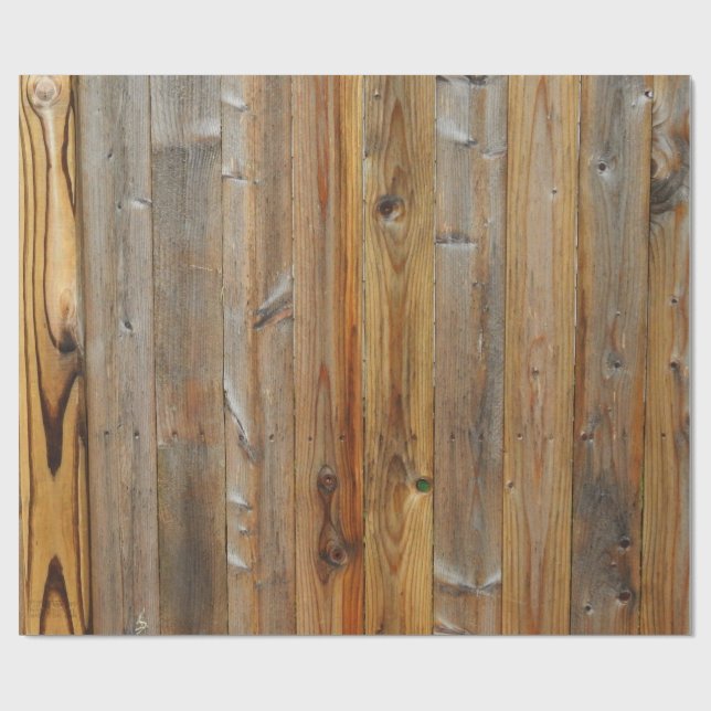 Papier Cadeau Panneau de bois, Clôture, Bois-de-Barre rustique (Plat)