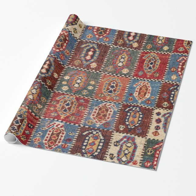 Papier Cadeau Panneau de contrôle Perse Fars Brown Rouge Vert  (Déroulé)