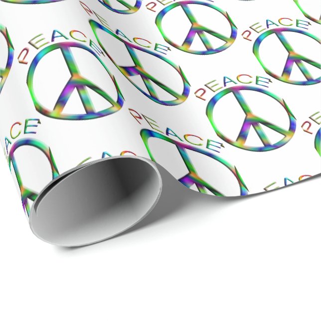 Papier Cadeau Panneau de paix Hippie Arc-en-ciel (Coin rond)