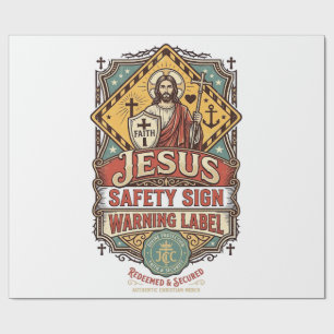 Papier Cadeau Panneau de sécurité Jésus Étiquette d'avertissemen