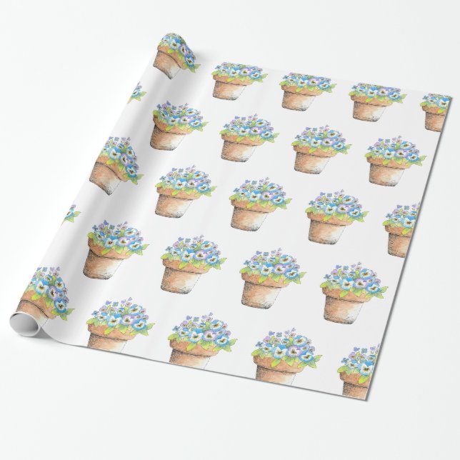 Papier Cadeau Panneaux aquarelle pointillés (Déroulé)