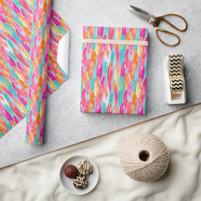 Papier Cadeau Panneaux de Surfs tropicaux de Palm Beach (Artisanat)
