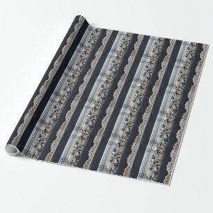 Papier Cadeau Panneaux en tissu noir blanc et gris