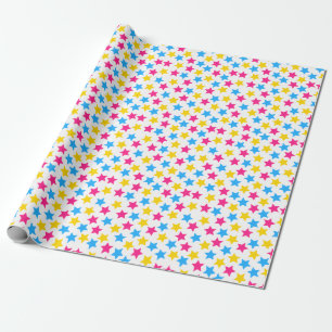 Papier Cadeau Panorama Pansexual Fierté Drapeau Étoiles rose ble