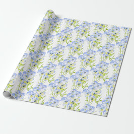Papier Cadeau Pansies bleues Icy sur papier d'emballage