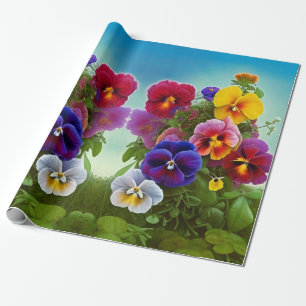 Papier Cadeau Pansies colorées -AI ART
