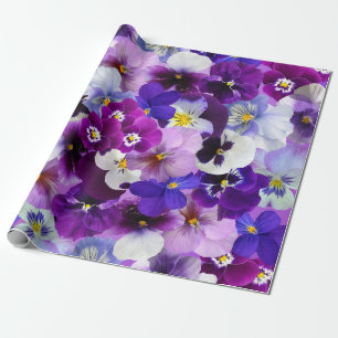 Papier Cadeau Pansies Colorées, Jolies Fleurs,