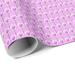 Papier Cadeau Pansies de lavande - motif de papier peint rétro