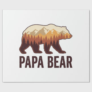 Papier Cadeau Papa Bear silhouette ours vintage forêt T-Shirt_1