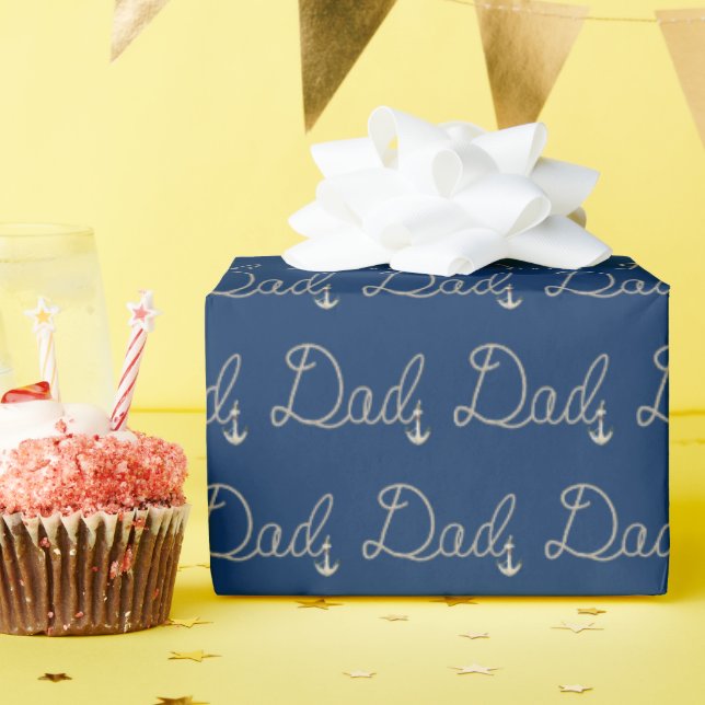 Papier Cadeau Papa corde nautique et Ancre (Fête d'anniversaire)